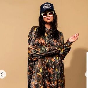 DRESSED IN LALA Satin Playsuit in Bad Bi**h Camo